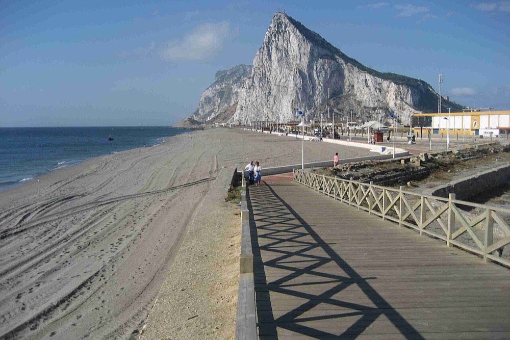 The Rock of Gibraltar above the shore