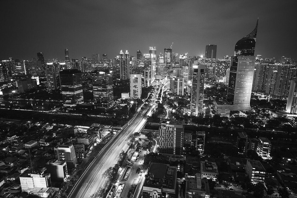 The Jakarta skyline at night