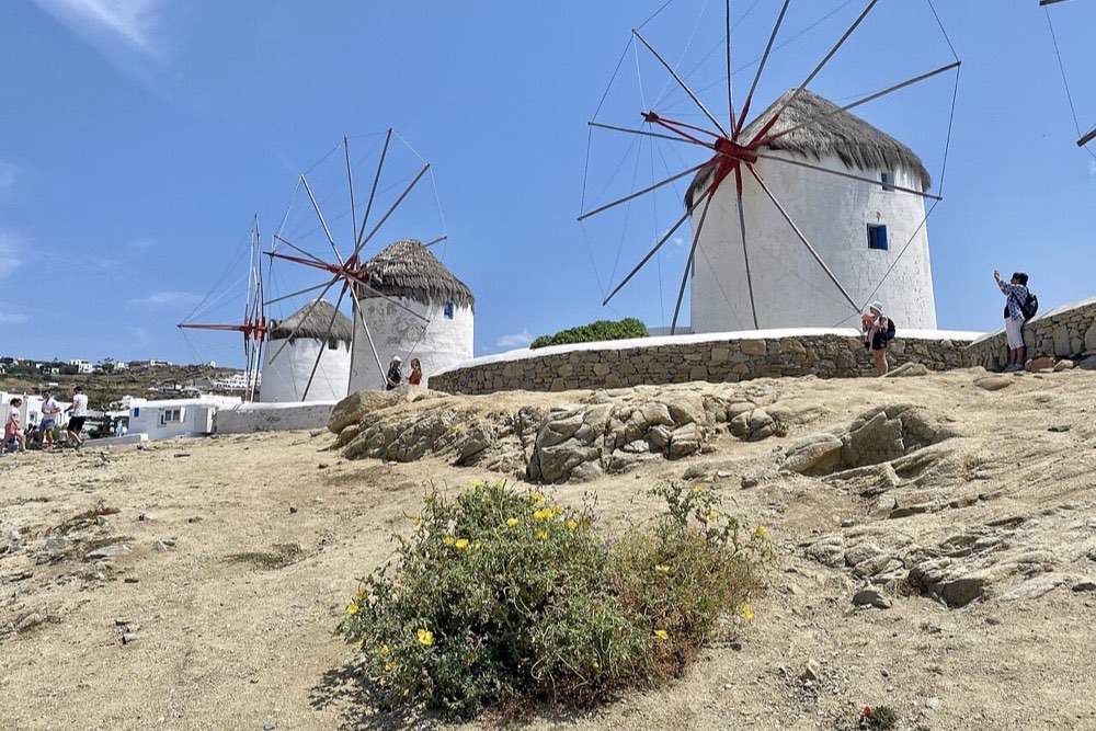 The windmills above Chora, Mykonos