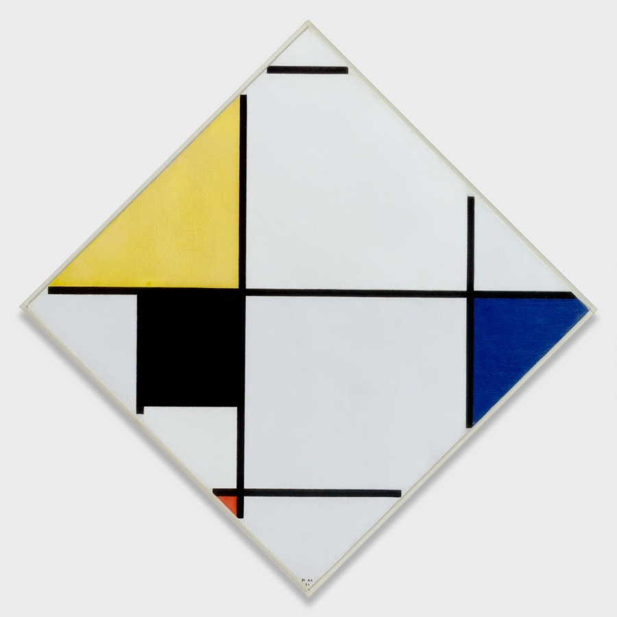 Lozenge Composition with Yellow, Black, Blue by Piet Mondrian, 1921